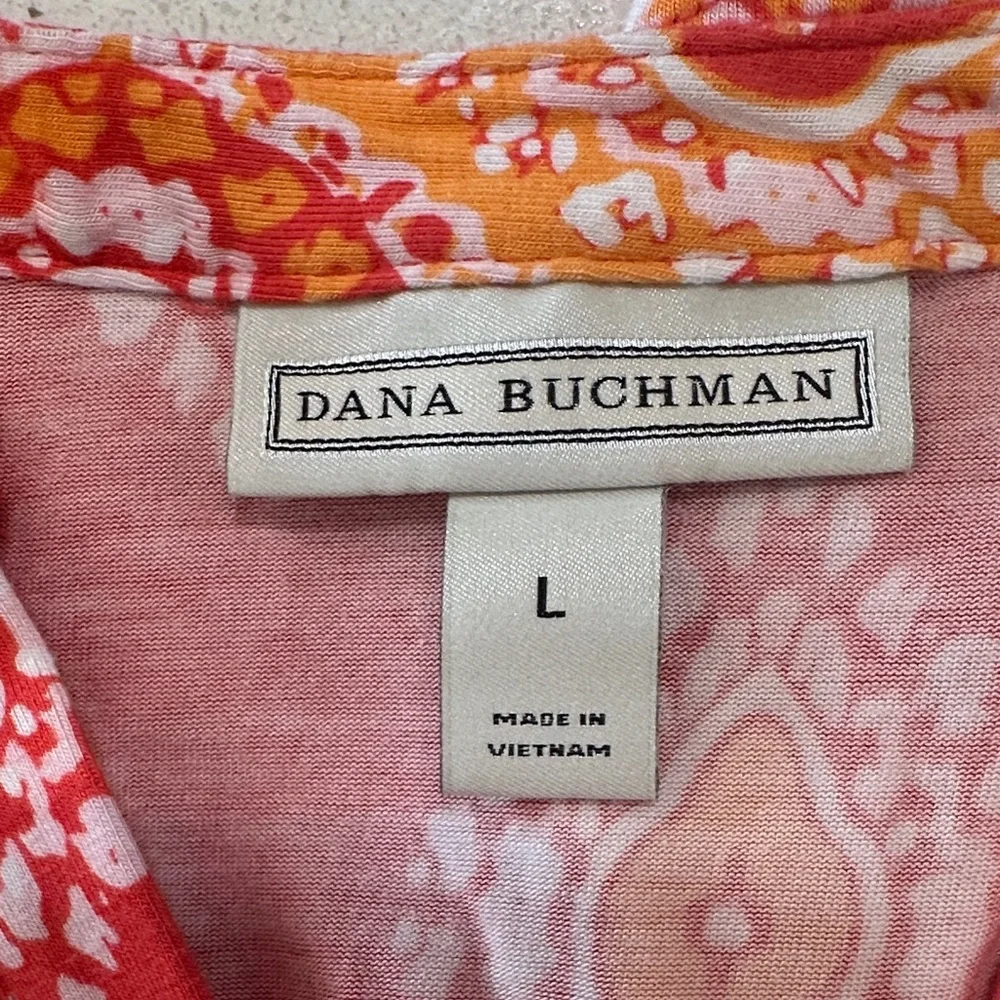⚠️Dana Buchman Red and Orange Patterned Blouse - Picture 4 of 8